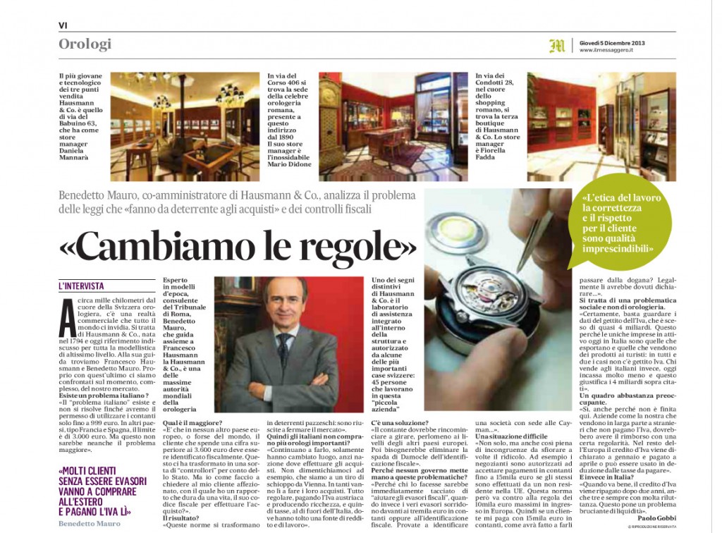 Intervista a Bendetto Mauro - circolazione contante - tracciabilit&agrave; fiscale dei pagamenti sopra i 3600 euro - Il messaggero- cambiamo le regole