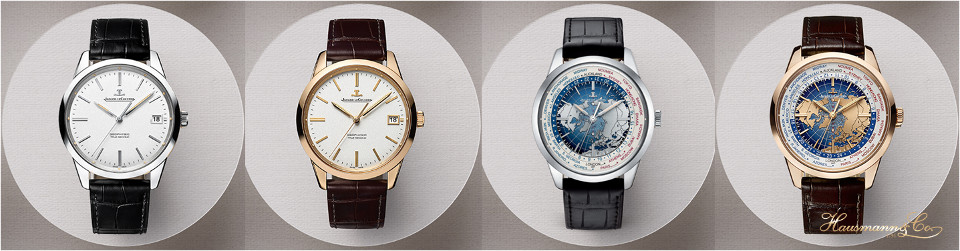 Le novità 2015 della collezione Geophysic: a sinistra, i due modelli di Geophysic True Second; a destra, le due versioni di Geophysic Universal Time