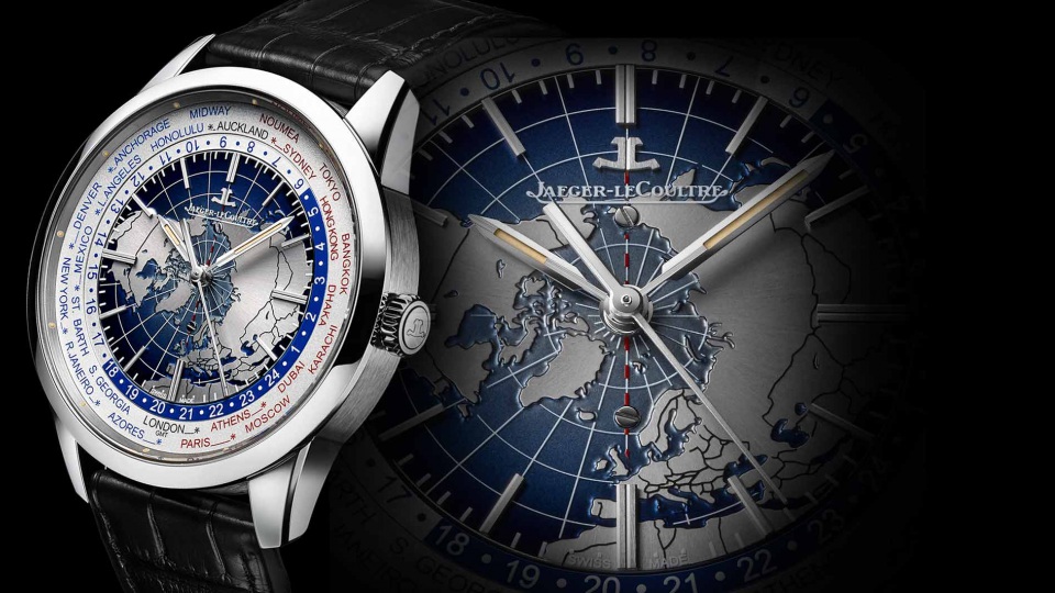 Il Geophysic Universal Time in acciaio, con dettaglio del quadrante