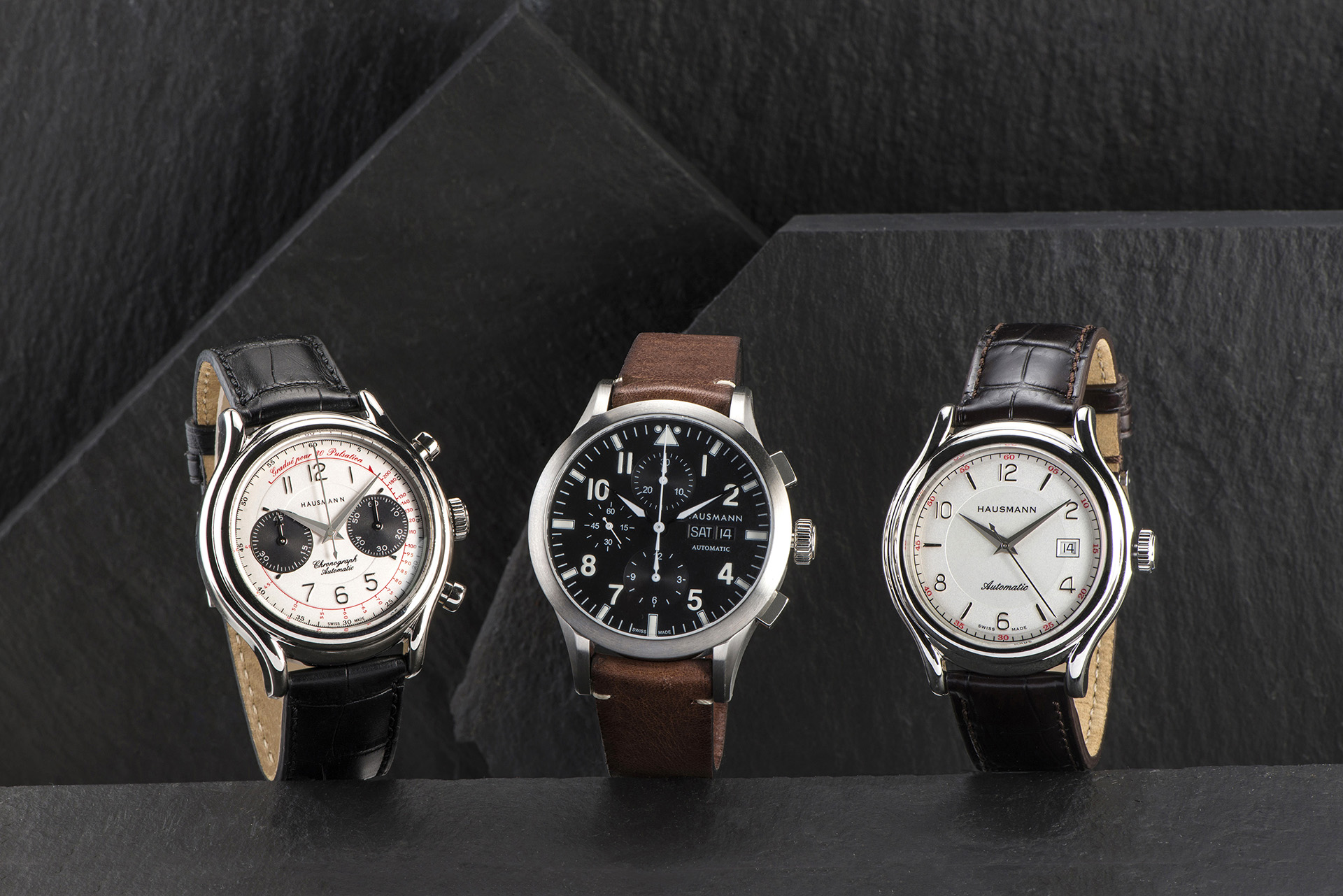 Alcuni modelli della collezione di orologi Hausmann & Co.