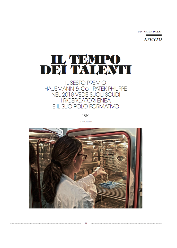 VI premio Hausmann & Co.- Patek Philippe: la "ricerca a orologeria&rdquo; sulla stampa