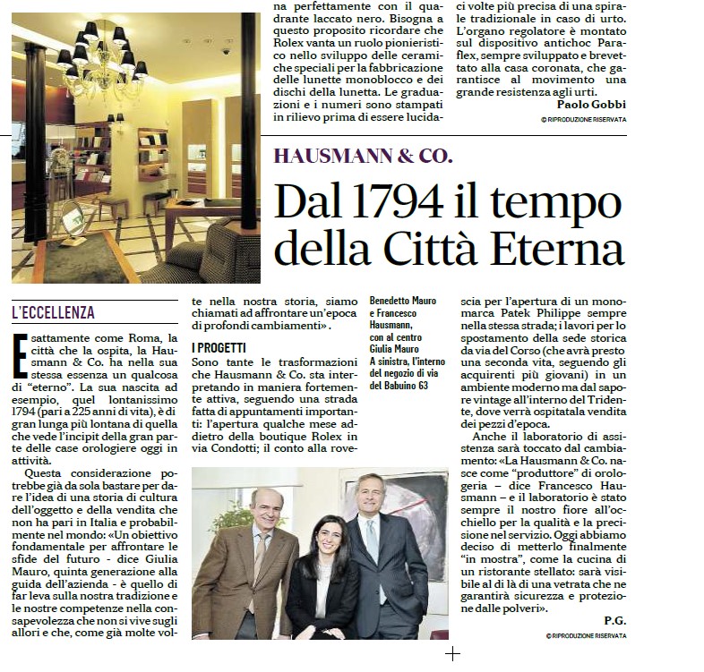 I 225 anni di Hausmann & Co. raccontati da Il Messaggero