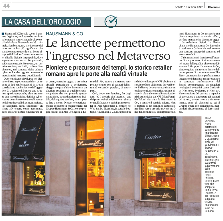 Hausmann & Co. is the first fine watch retailer to join Web 3.0