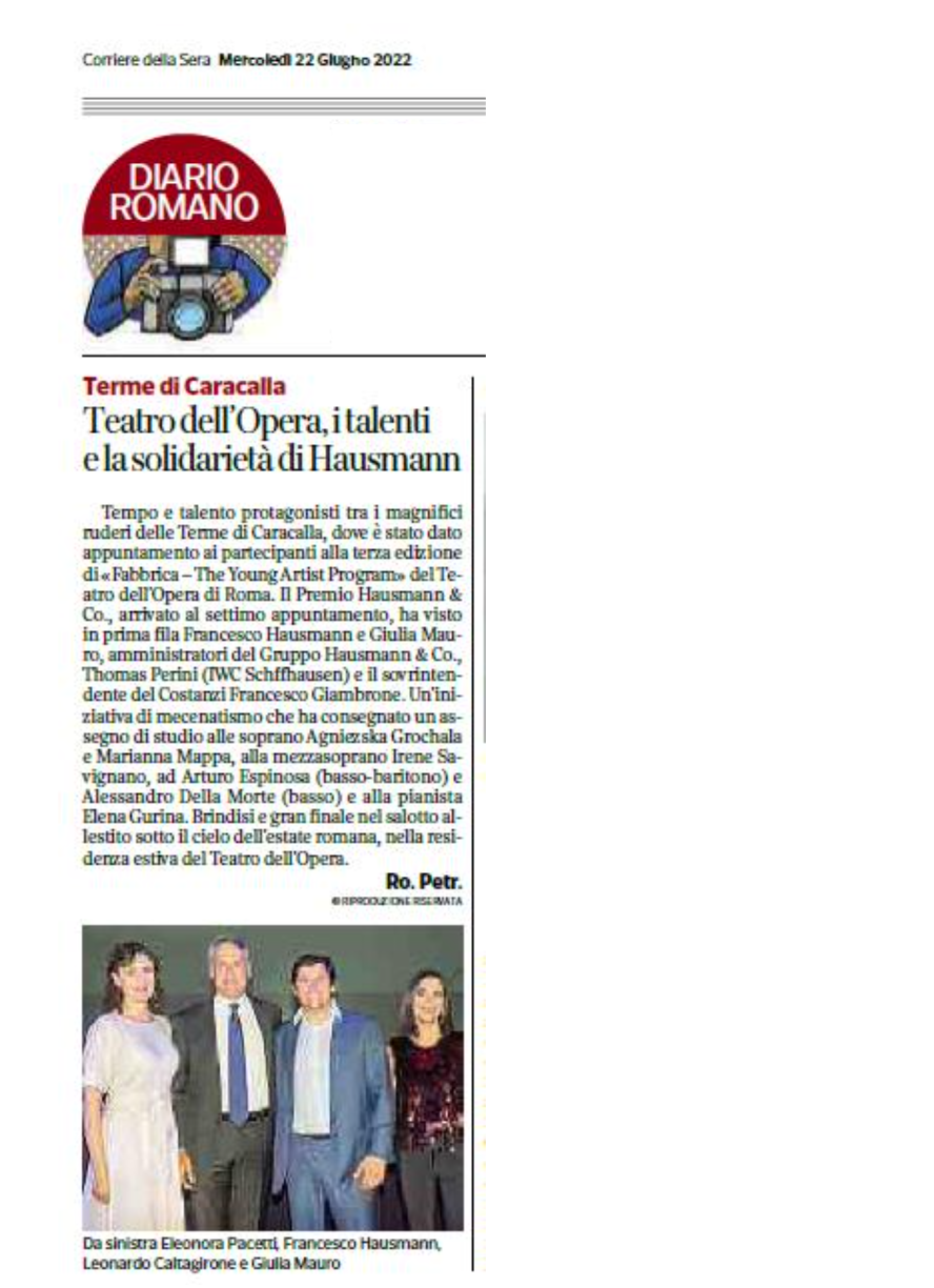 The Hausmann & Co. Award starred in the June Press release