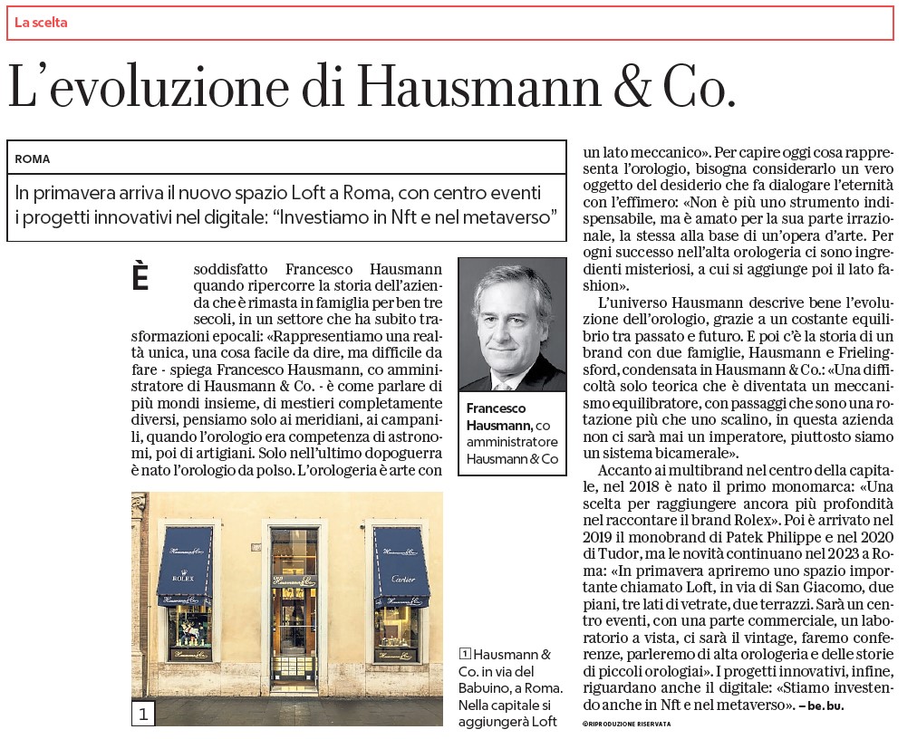 Hausmann & Co. evolution described by La Repubblica