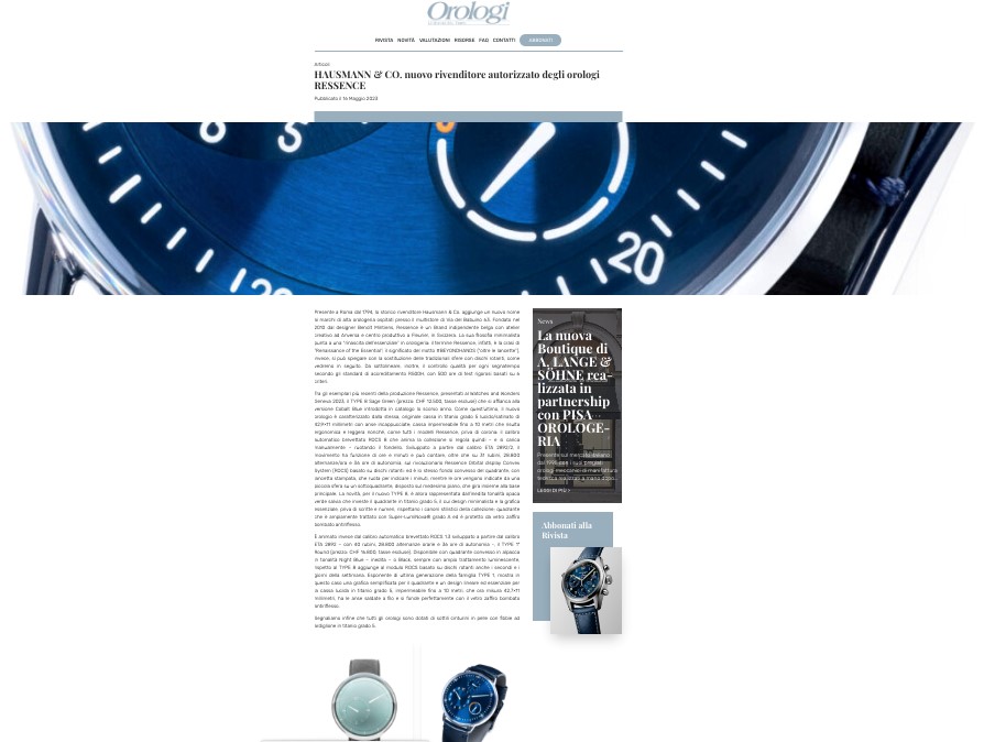 Ressence e Hausmann & Co.: una nuova prestigiosa collaborazione