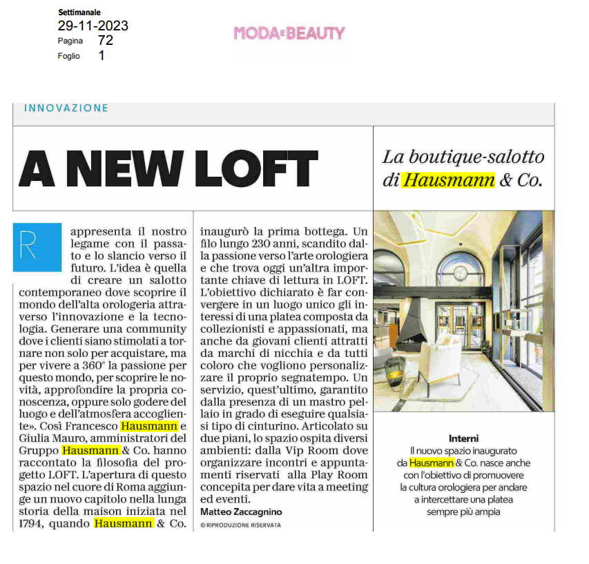 LOFT ancora protagonista della stampa autunnale