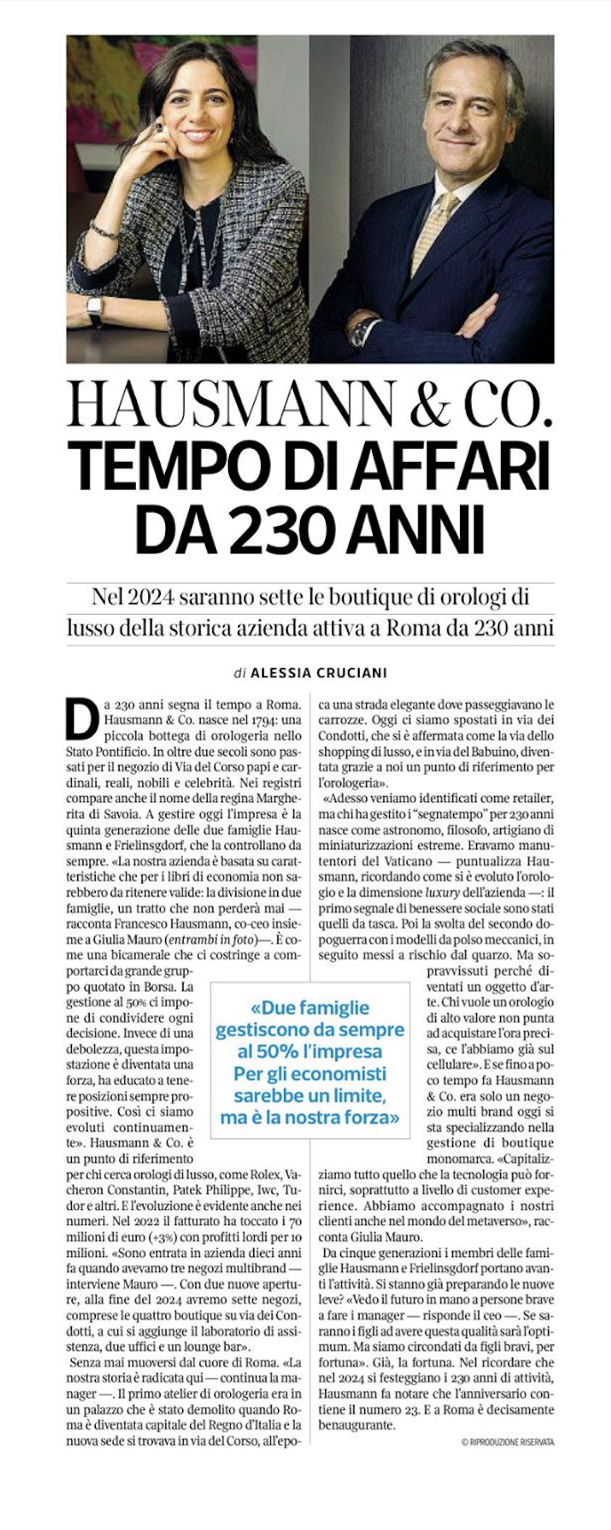 Hausmann & Co. Storia d&rsquo;affari da 230 anni.