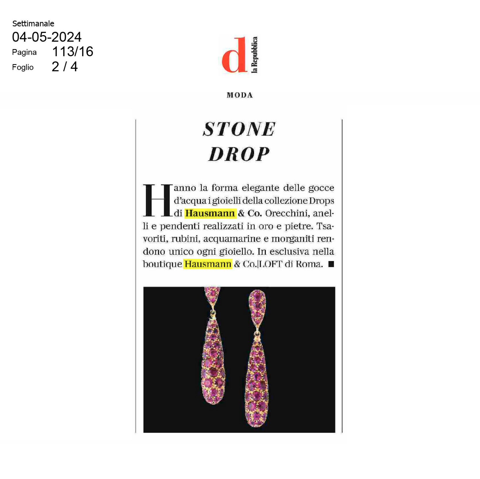 I gioielli Hausmann & Co. che hanno colorato le riviste di questa primavera/inverno.