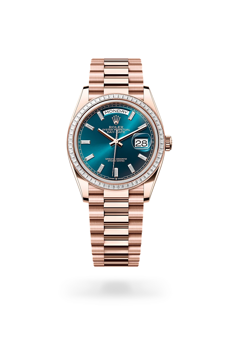 Rolex 
Day-Date 36
Oyster, 36 mm, Everose gold and diamonds
M128395TBR-0032